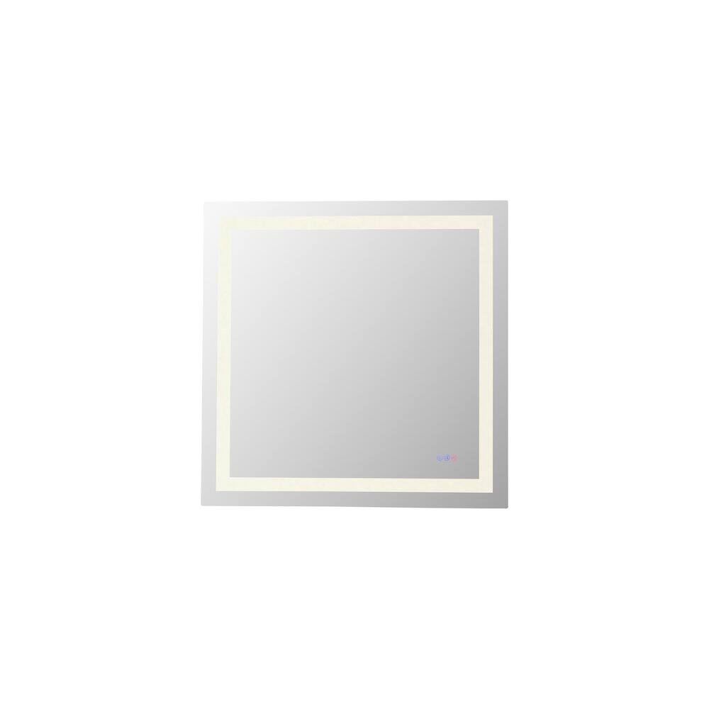 Back. Elegant Kitchen and Bath - Riven 36X36 Led Mirror, Adjustable Color 3000K/4200K/6400K - White.