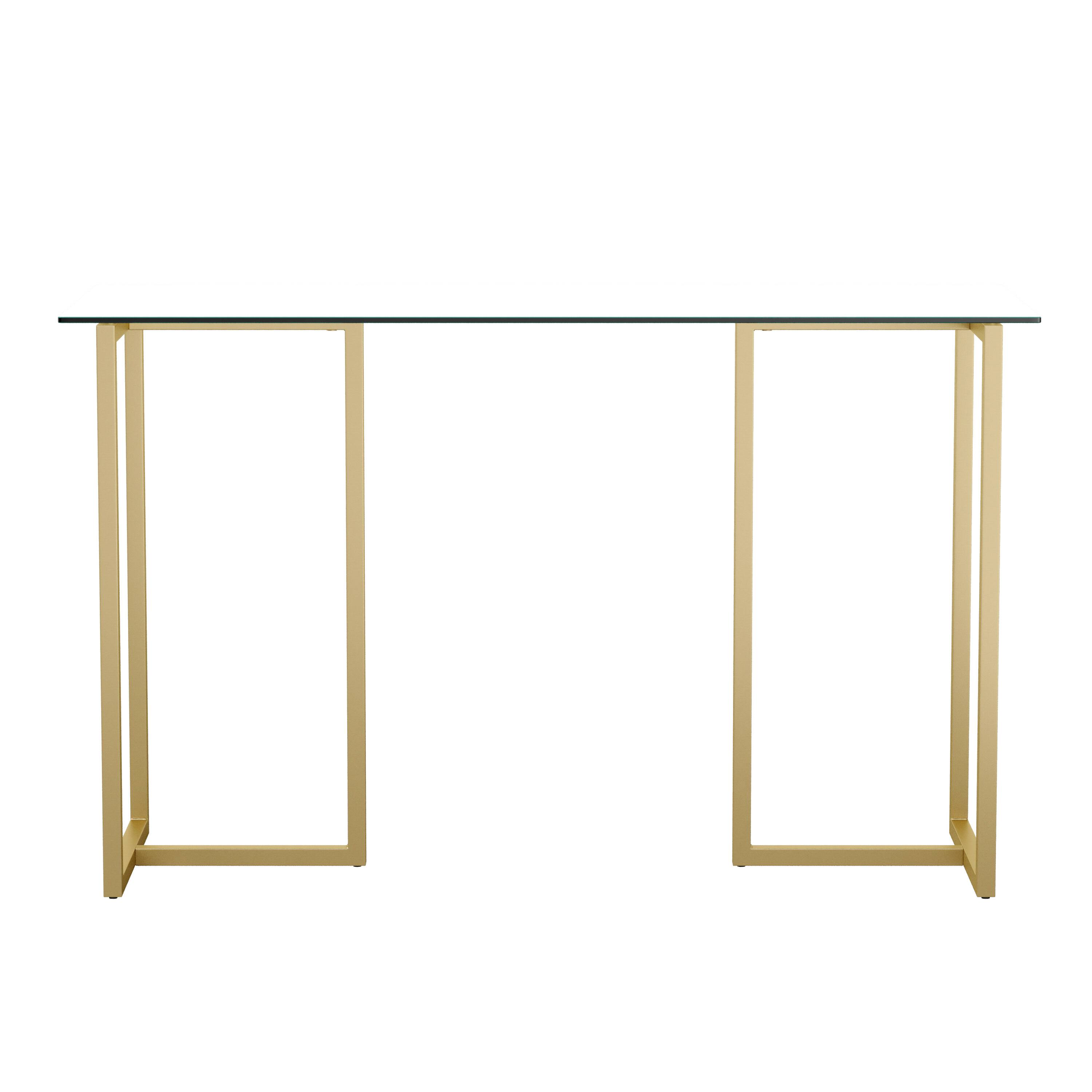 Alt View 19. Martha Stewart - Eli Tempered Glass Top Office Desk - Clear Top/Polished Brass Frame.