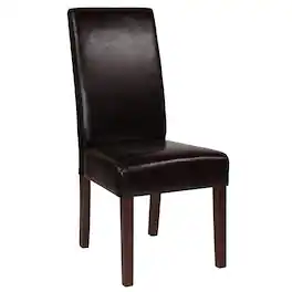 Alamont Home - Greenwich Series Upholstered Panel Back Mid-Century Parsons Dining Chairs - Brown LeatherSoft