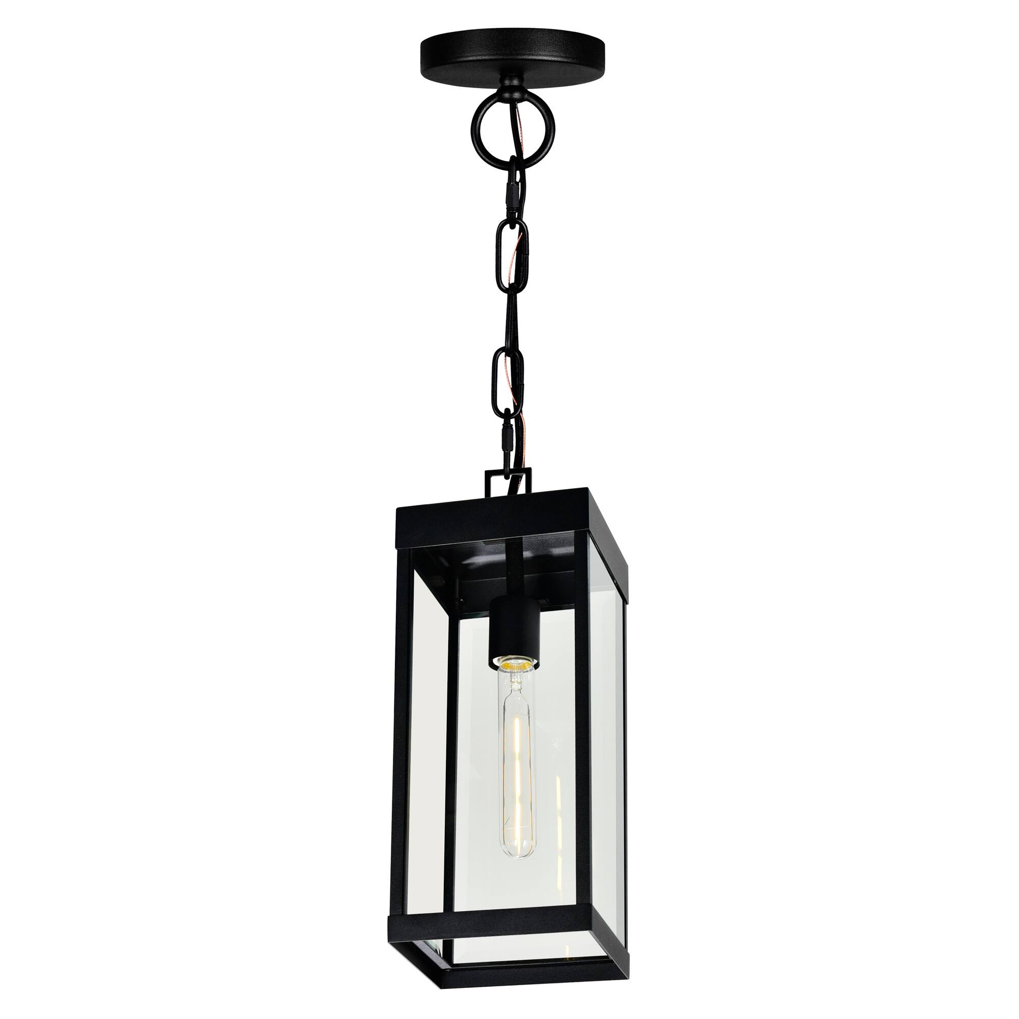 Angle. CWI Lighting - Windsor 1 Light Black Outdoor Ceiling Light - Black.