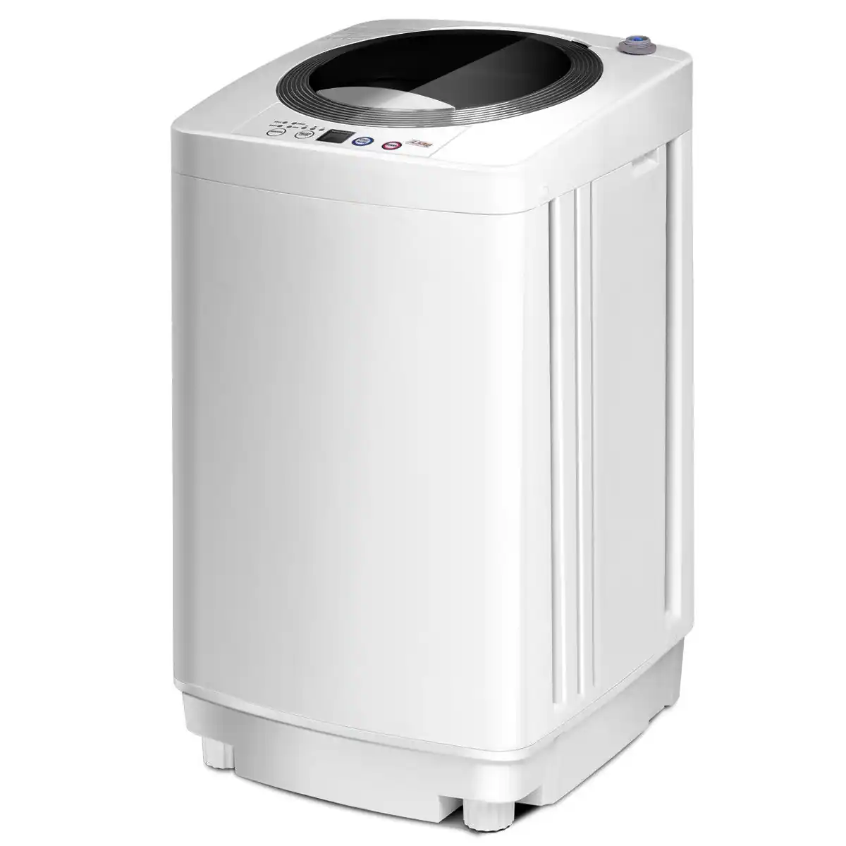 Front. HONGGE - Fully Automatic Compact Washing Machine with LED Display and Multiple Programs for Home Use - White.