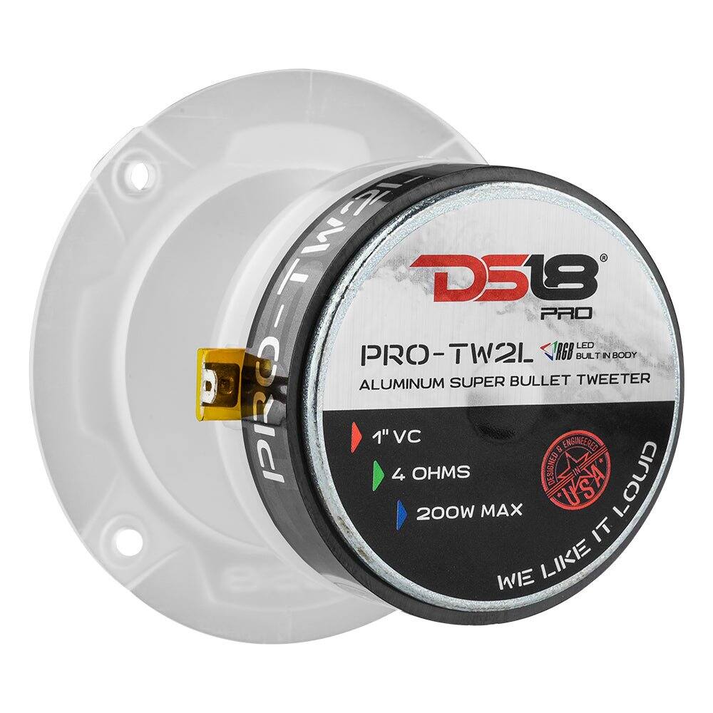 D518 PRO  
PRO-TW2L  
ALUMINUM SUPER BULLET TWEETER  
1" VC  
4 OHMS  
200W MAX  
WE LIKE IT LOUD