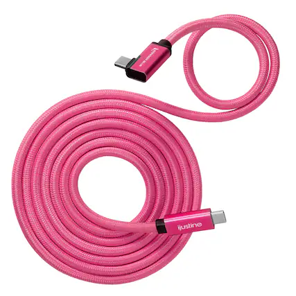 Front. Kondor Blue - iJustine | 6FT USB-C to USB-C Right Angle | USB 3.1 Gen 2, & 100W Charging - Pink.