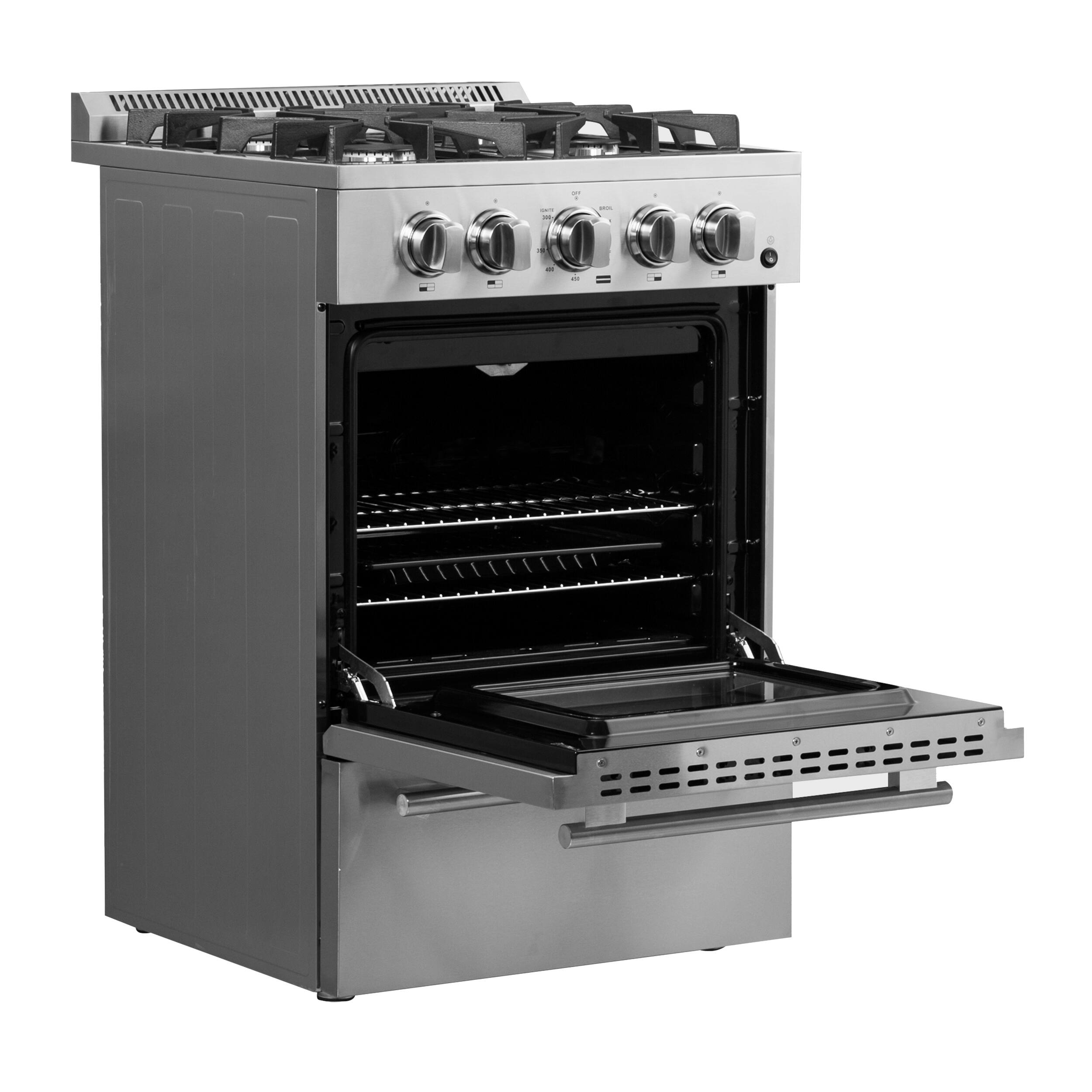 Alt View 7. Forno Appliances - Breno Alta Qualita 2.3 Cu. Ft. Freestanding Gas Range with Steam Clean Function and LP Conversion Kit - Silver.