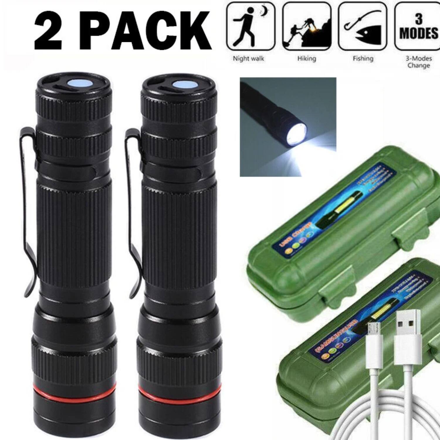 2 PACK  
Night walk  
Hiking  
Fishing  
3 MODES  
3-Modes Change