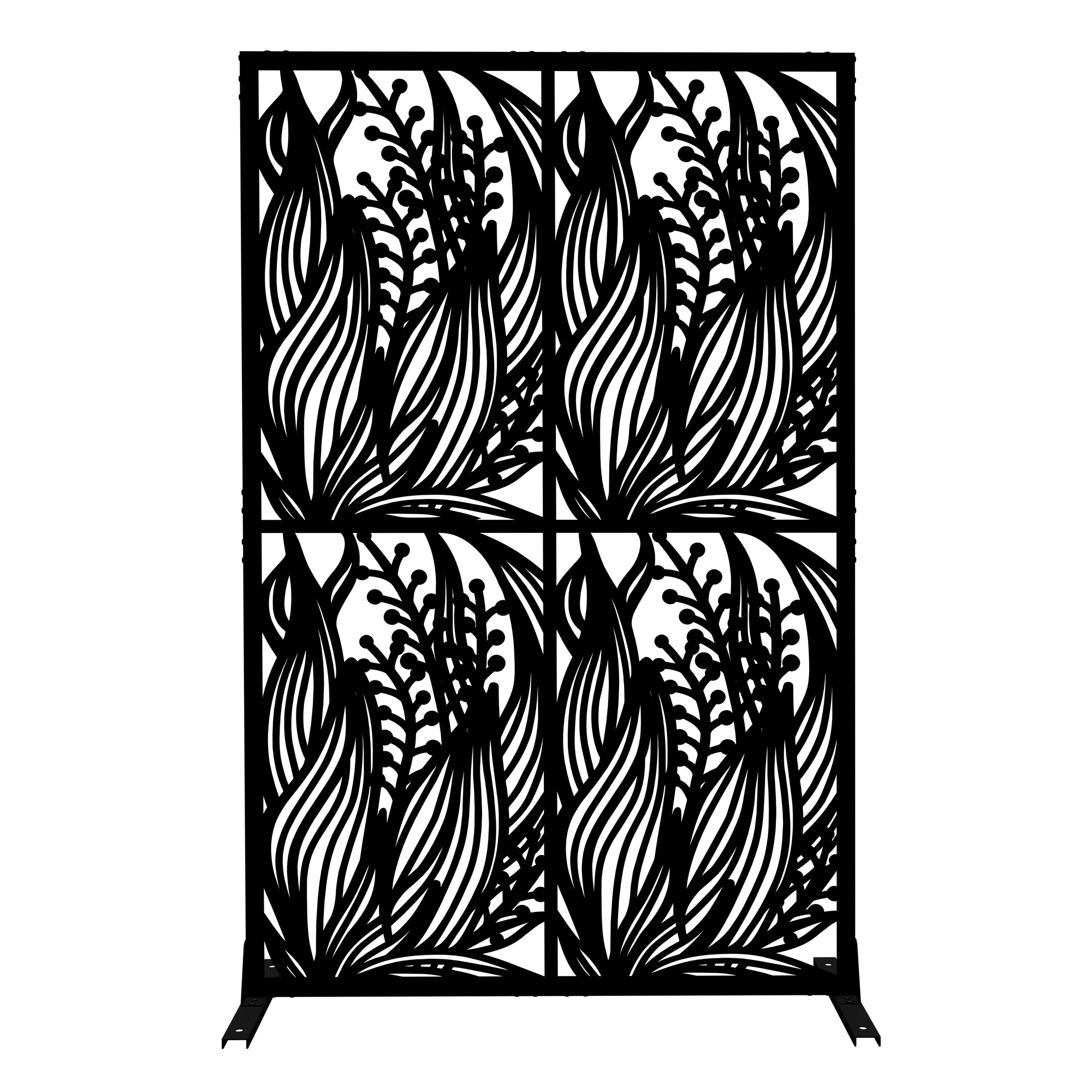 Alt View 5. Loheer - Decorative Metal Privacy Screen 3.8 ft x 6 ft Freestanding Room Divider for Patio Balcony Garden - Black.