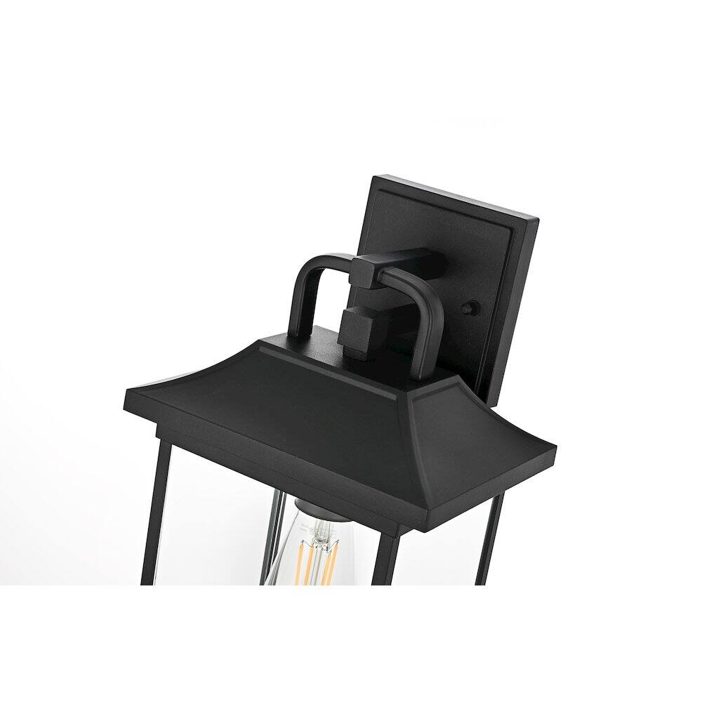 Alt View 3. Elegant Lighting - Saul 16 inch Outdoor Wall sconce in Black - Black And Clear.