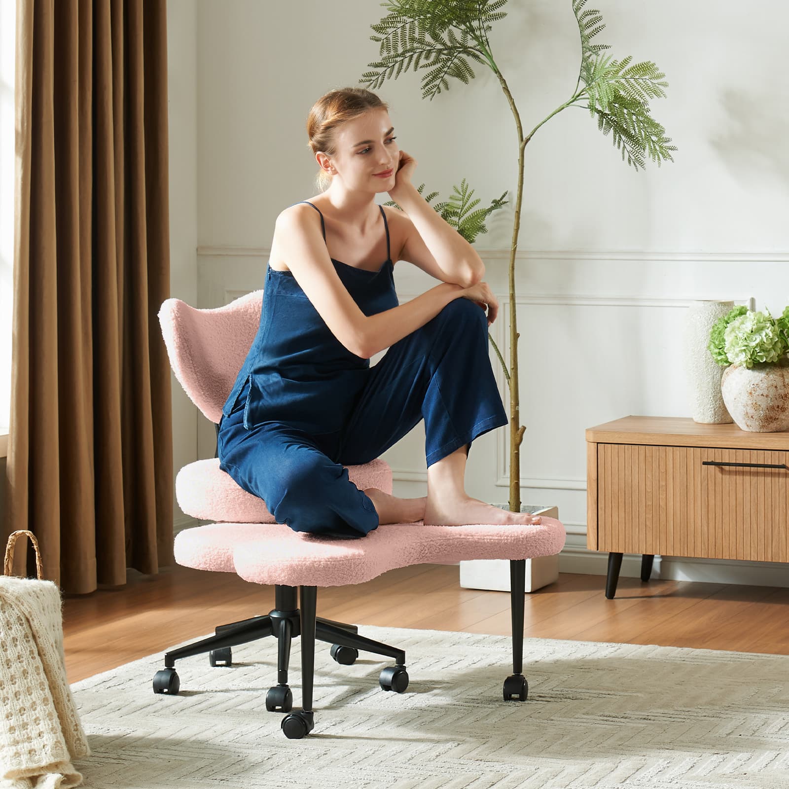Pinmoco Office Chair Ergonomic Cross Legged Desk Chair with Height