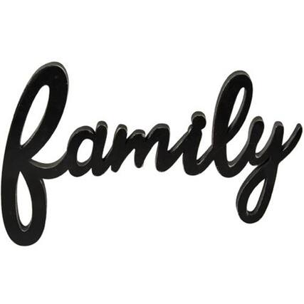 Front. BreeBe - *Hanging Black Script Family Sign - Black.