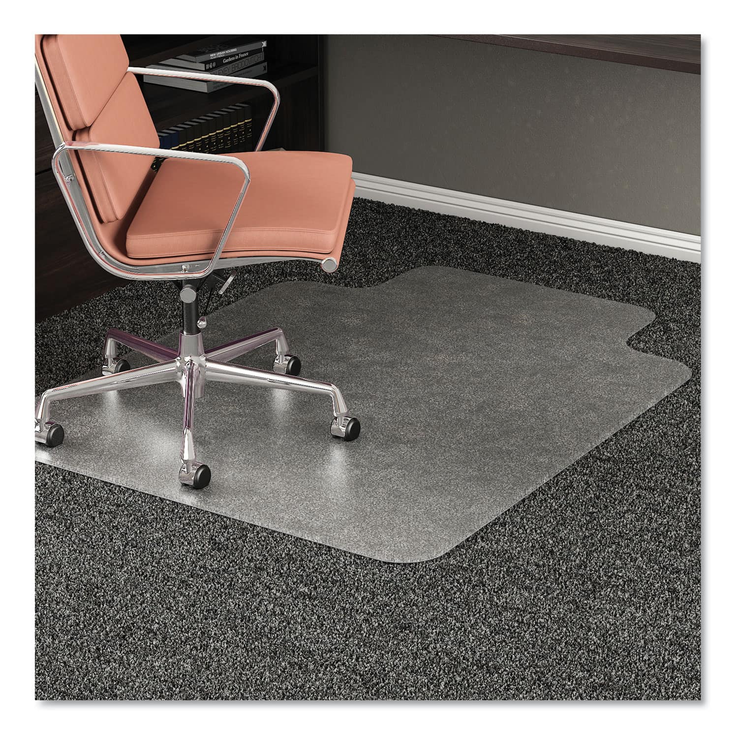 Deflecto - RollaMat Chair Mat for Medium Pile Carpet, Rectangular with Lip, Beveled Edges, 36" x 48" - Clear