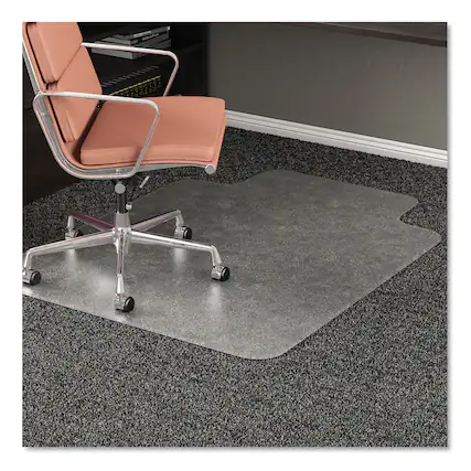 Front. Deflecto - RollaMat Chair Mat for Medium Pile Carpet, Rectangular with Lip, Beveled Edges, 36" x 48", Clear - Clear.