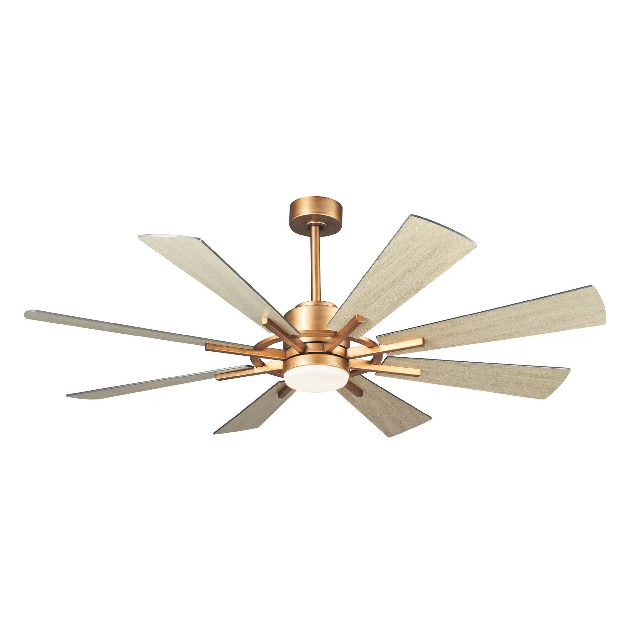 Alt View 8. Parrot Uncle - 60 in. Windmill 8-Blade Integrated LED Gold Ceiling Fan with Light and Remote Control, DC Reversible Motor - Gold.