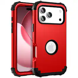 UUCOVER - Heavy Duty Protective Case for iPhone 17 Pro Max, Shockproof Silicone+PC Hybrid Case Anti-Scratch Back Cover - Red