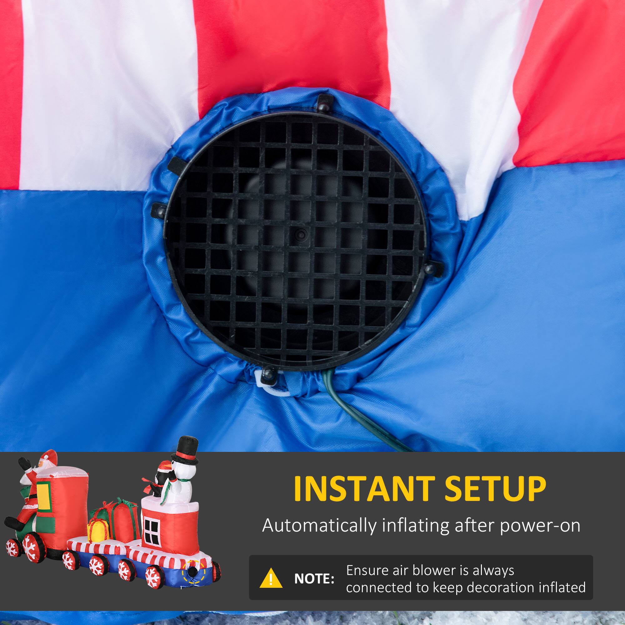 Alt View 3. Outsunny - 8ft Christmas Inflatable Train with Santa, Snowman, Penguin, LED Yard Decor - Red.