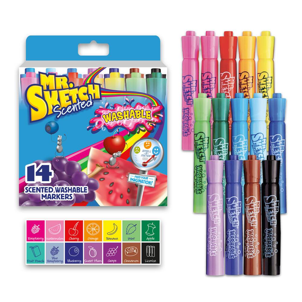 Mr. Sketch Washable Scented Markers Chisel Tip Assorted Colors 14 Count ...