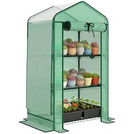 Outsunny - Greenhouse with Screen Roof, Portable Small Greenhouse with Roll-Up Zipper Door