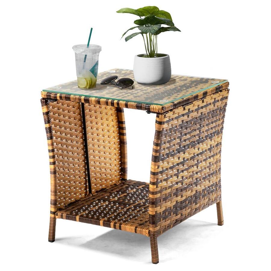 Tall Rattan Table Resenkos Premium Rattan Side Table, Living Room Decor, Yellow Yellow ...