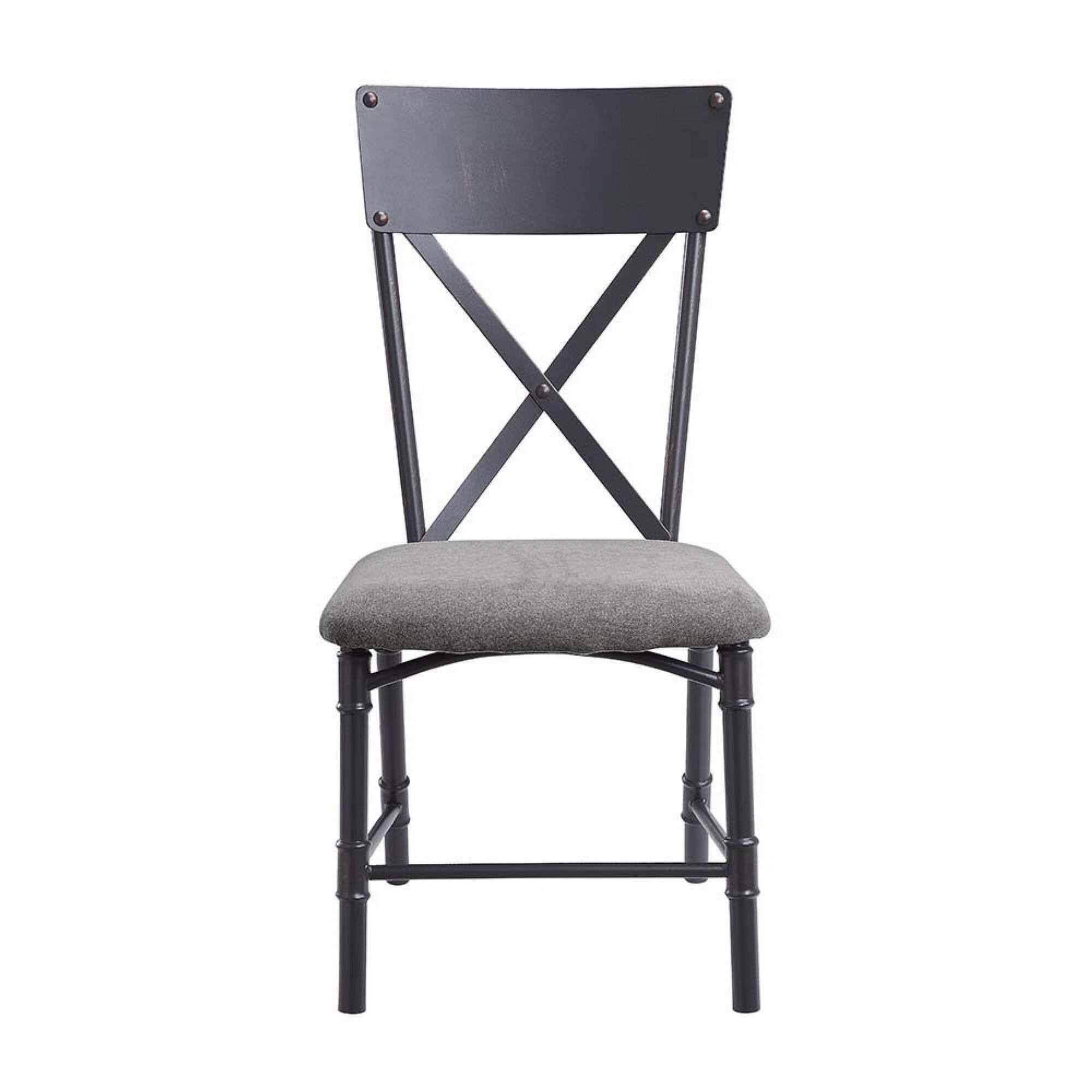 Alt View 1. Manhattan Lane - 21 Inch Metal Dining Side Chair, Fabric Seat, X Back, Set of 2 - Gray.