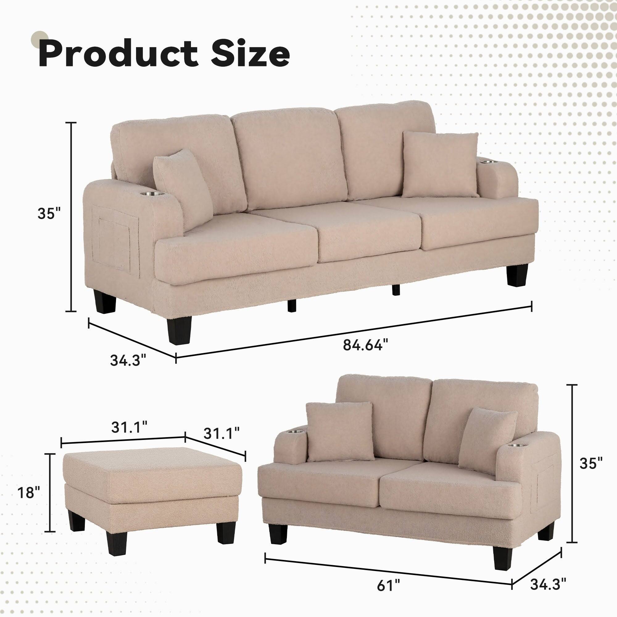 Product Size  
35"  
34.3"  
84.64"  
31.1"  
31.1"  
35"  
18"  
61"  
34.3"