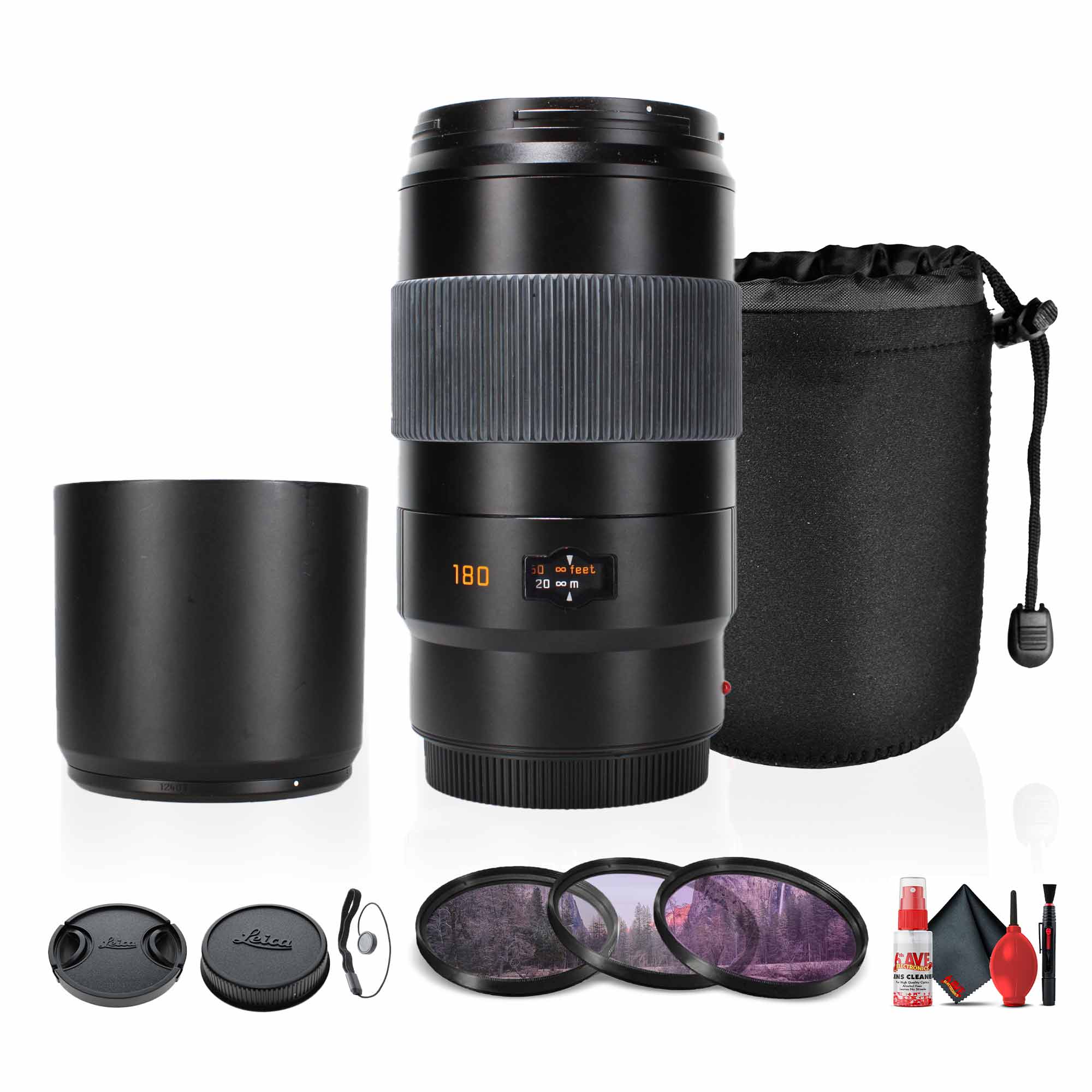 Leica - APO-Tele-Elmar-S 180mm f/3.5 Lens + Lens Filter Kit + Cleaning Kit - Bundle - Black price history on PriceWatchPro