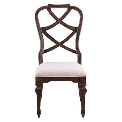 Front. Liberty Furniture Industries - Provence Park Wood Back Side Chair for Dining Room - Set of 2 - Chateau Brown - Brown.