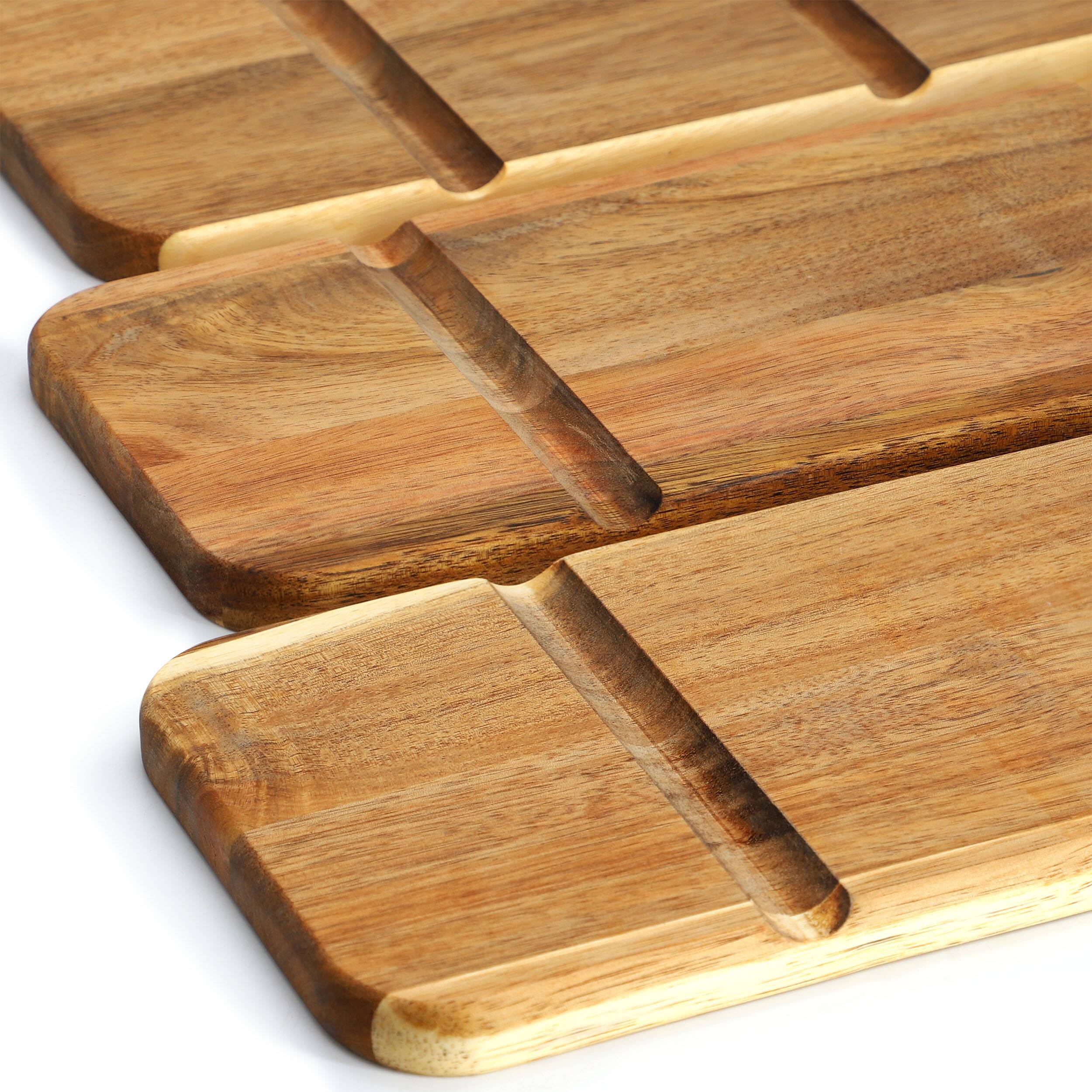 Alt View 2. MegaChef - MegaChef Acacia Wood 3 Tiered Rectangular Ladder Tray Set - Brown.