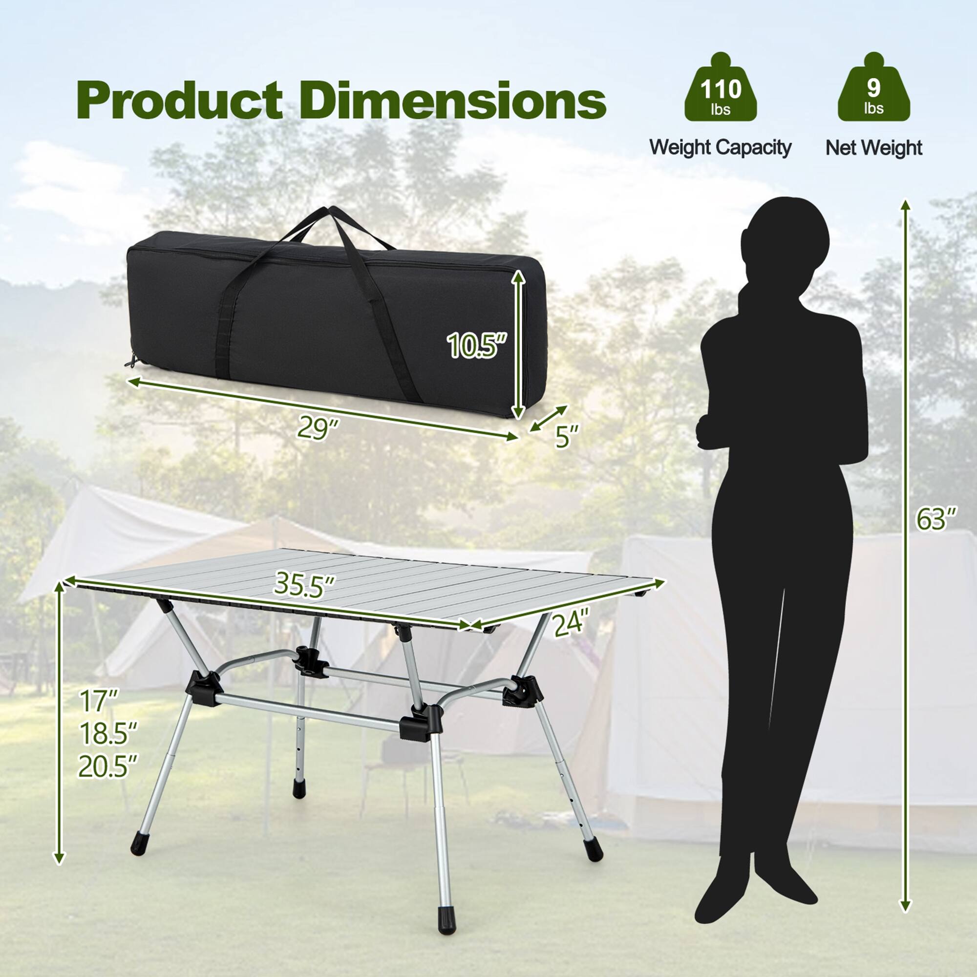 Product Dimensions: 10.5" x 29" x 5"
Weight Capacity: 9 lbs
Net Weight: 10.5 lbs
Dimensions: 63" x 35.5" x 24"
Weight: 17 lbs
Dimensions: 18.5" x 20.5"