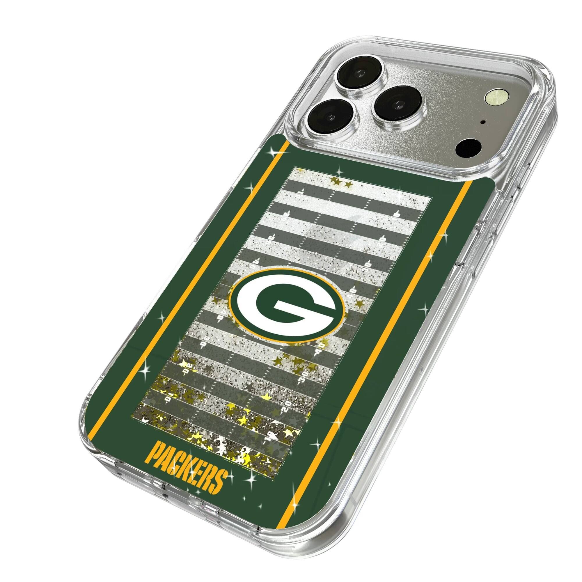 Alt View 1. Keyscaper - Green Bay Packers iPhone Field Design Glitter Case - 16 Pro - Multicolor.