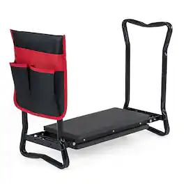 Costway - Folding Sturdy Garden Kneeler Gardener Kneeling Pad & Cushion Seat Knee Pad Seat - without Foot Pads-Red
