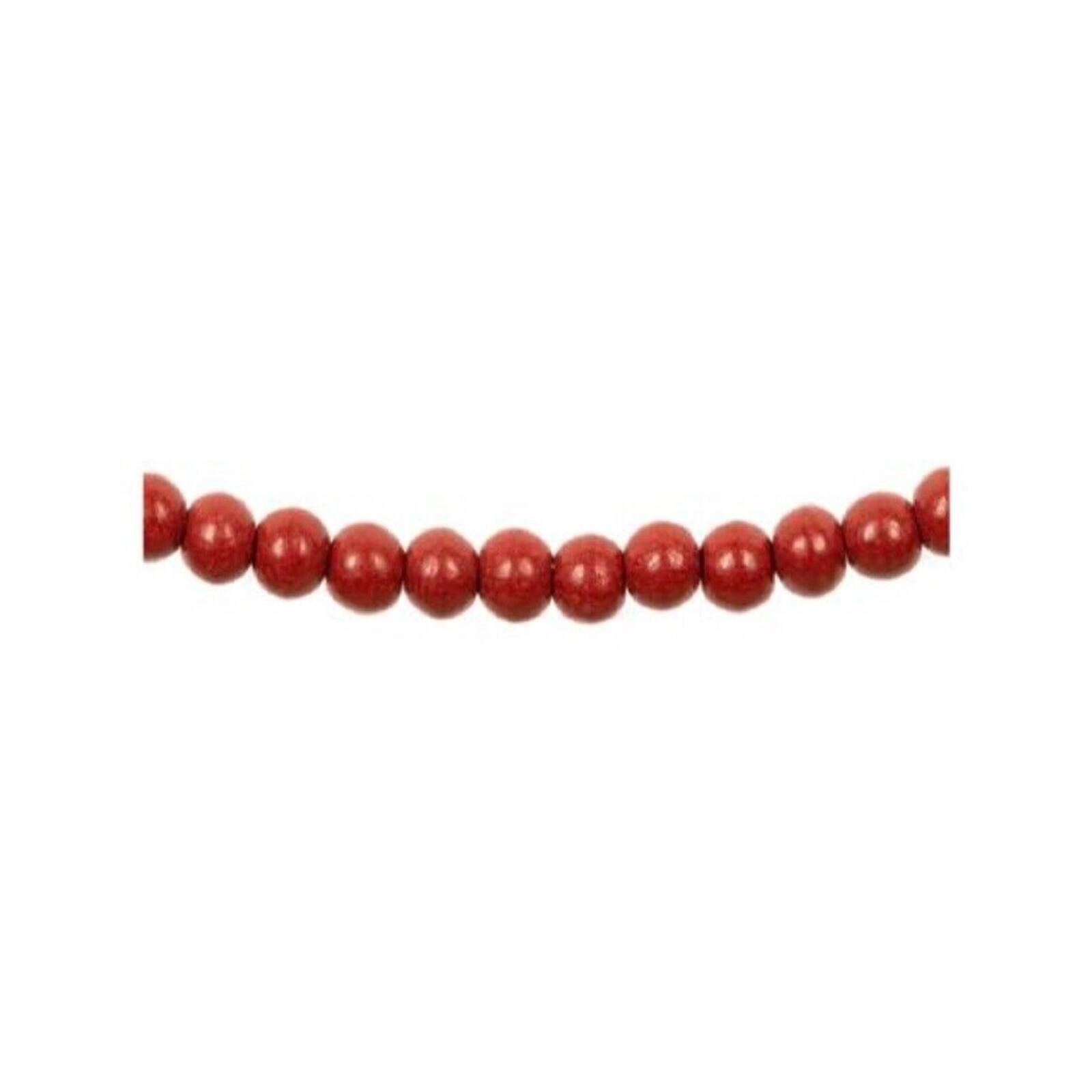Angle. Ganz - Ganz Oversized Red Wood Beaded Garland Strand 80 Inches Long - Red.