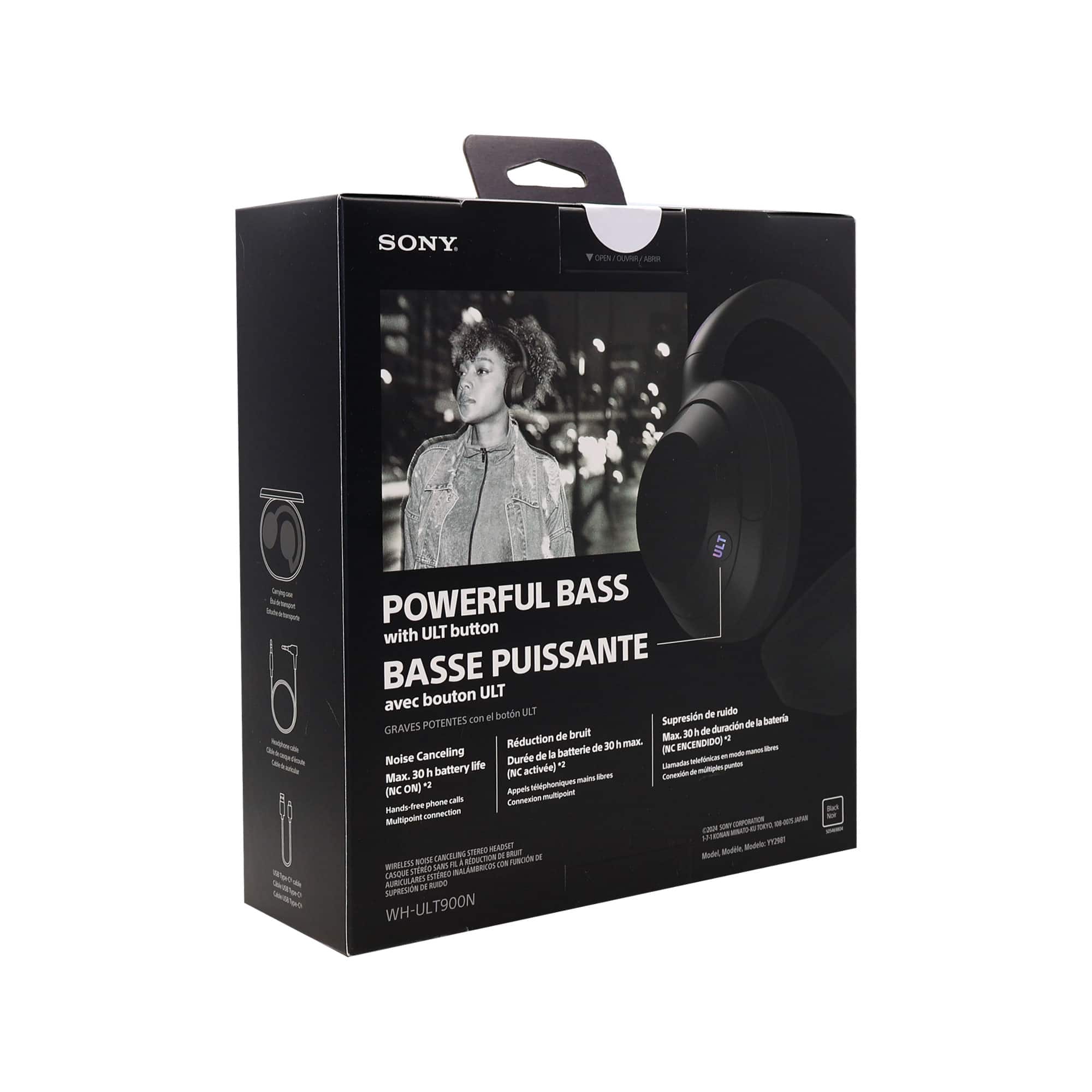 【ほぼ未使用】SONY ULT WIRELESS HEADPHONES ブラック Sony ULT WEAR Wireless Noise Canceling Headphones 30 Hour Battery