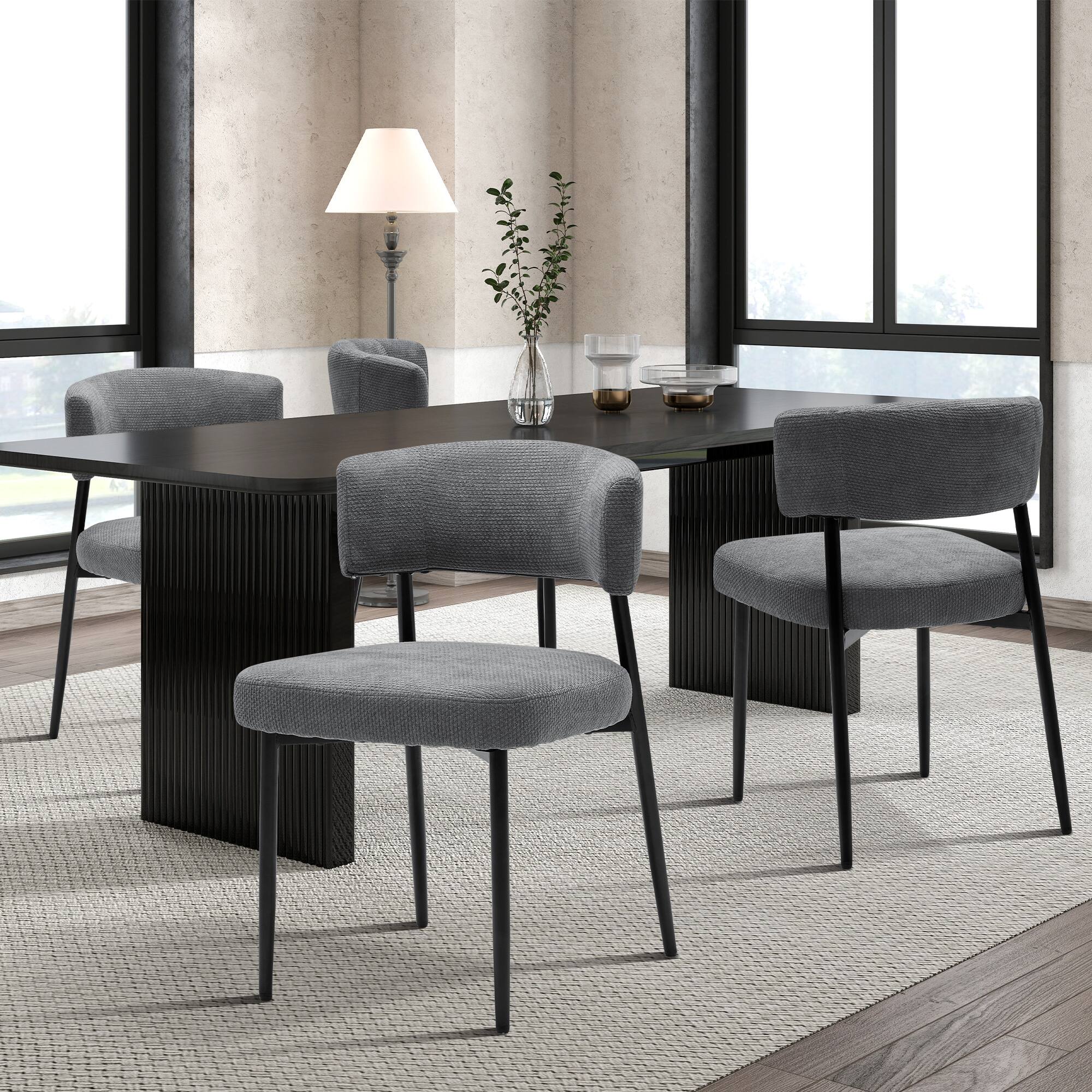 Angle. Bestier - Modern Dining Chairs Set of 4, Upholstered Dining Chairs with Curved Backrest,Sturdy Metal Frame - Gray.