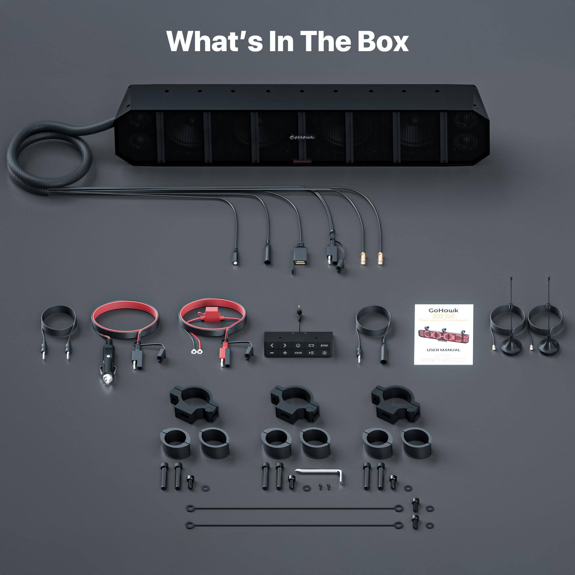 GoHawk UTV Sound Bar | Waterproof 8 Speaker Bluetooth ATV Soundbar