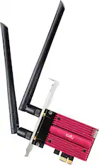 Front. Cudy - Cudy WiFi 7 BE9300 PCIe Wi-Fi Card, Tri-Band 6GHz Wireless Adapter, Bluetooth 5.4, WPA3, Easy Setup, Black/Red - black and red.