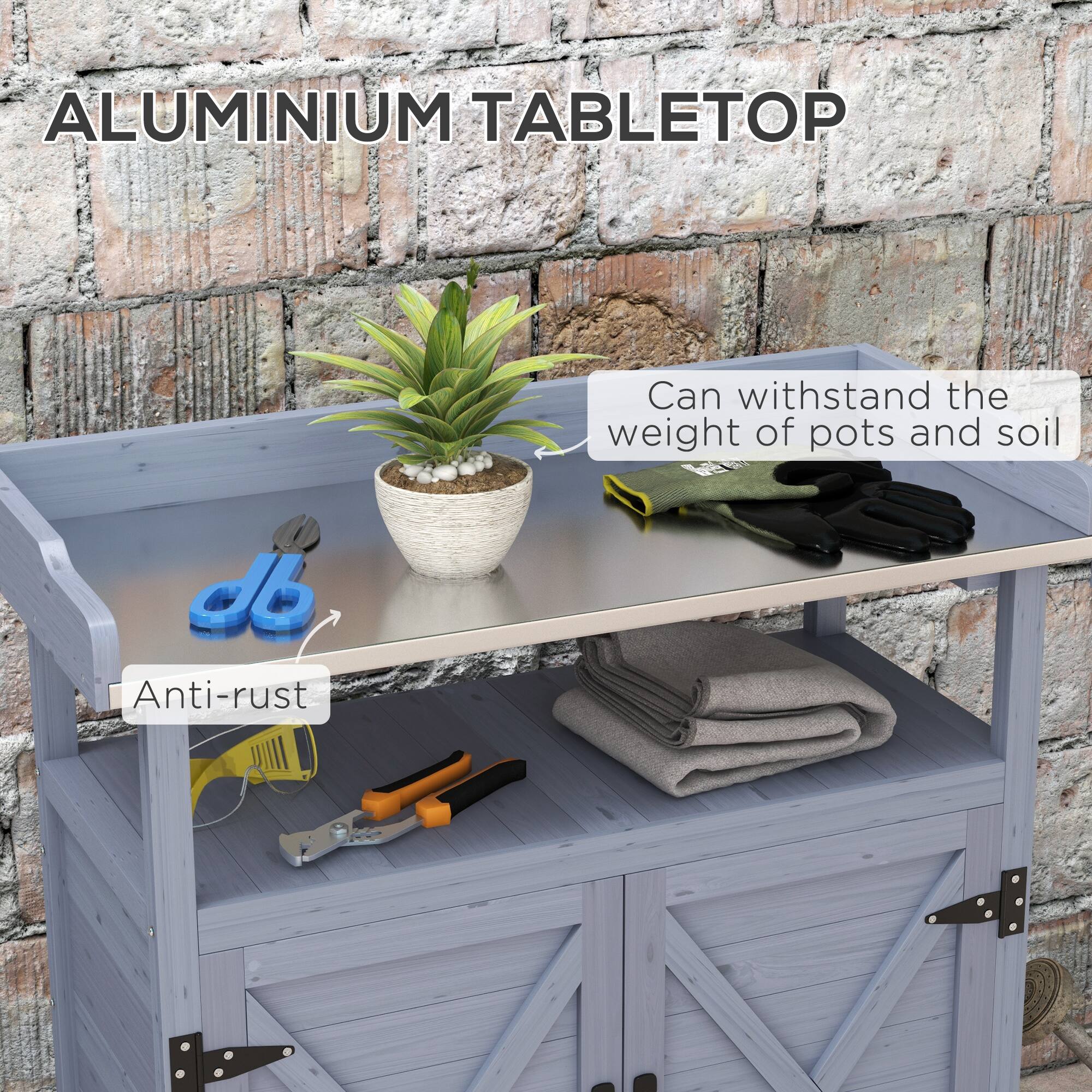 ALUMINIUM TABLETOP
Anti-rust
Can withstand the weight of pots and soil
