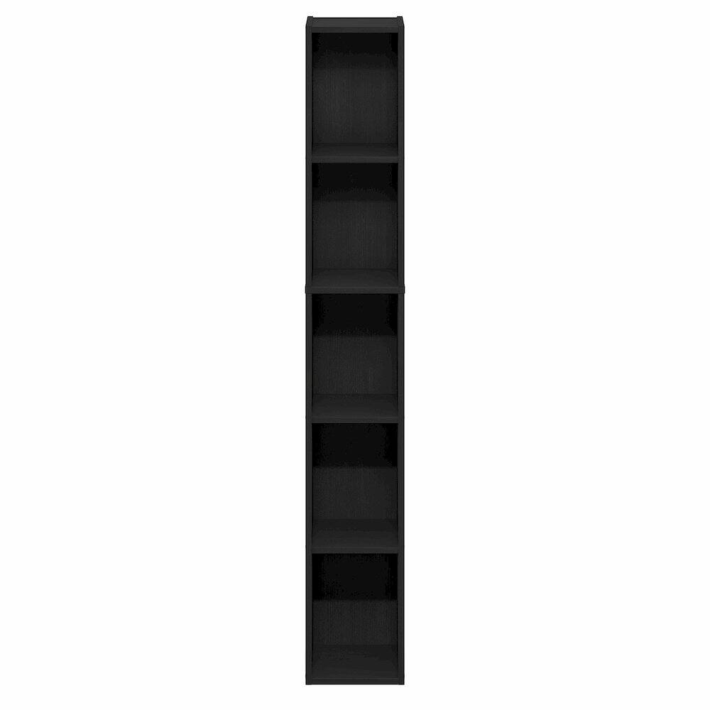 Left. Furinno - FULDA Book Shelf, 5-Tier Tall Narrow Bookshelf, Standing Bookcase with 8-In Width Storage Shelf, 9.3 x 7.9 x 51.9 - Blackwood.