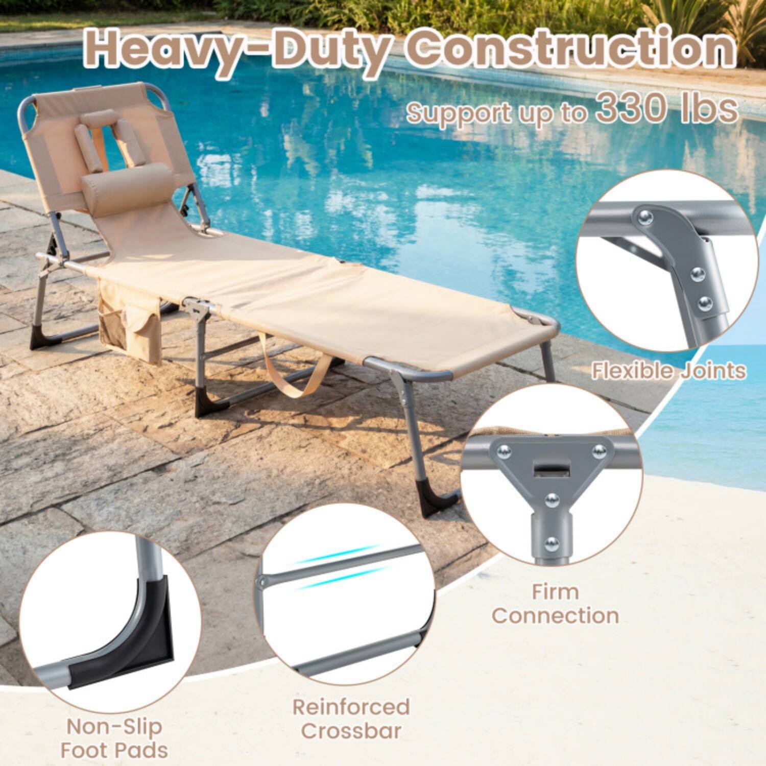 Heavy-Duty Construction  
Support up to 330 lbs  
Flexible Joints  
Firm Connection  
Non-Slip Foot Pads  
Reinforced Crossbar