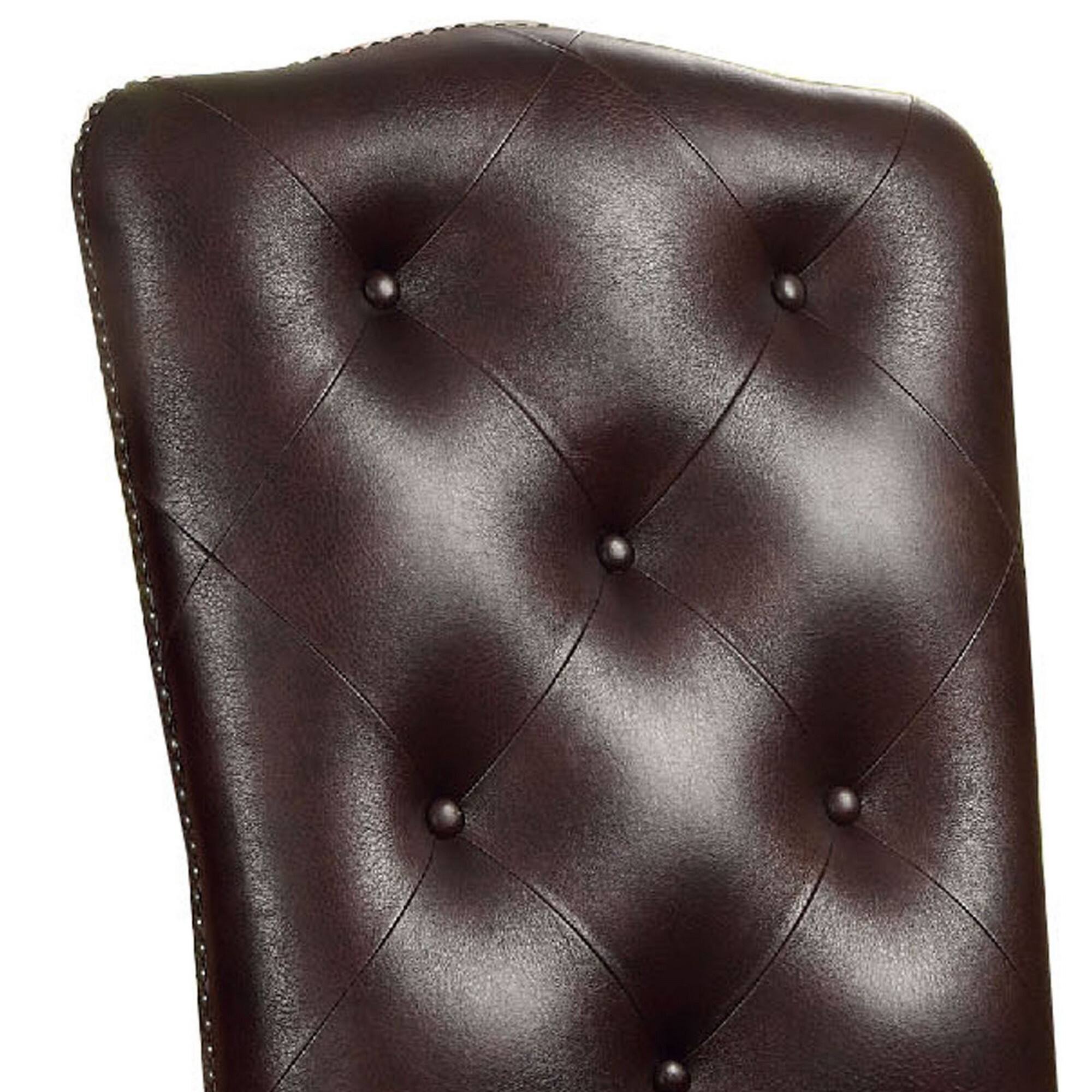 Alt View 1. Manhattan Lane - Bellagio Traditional Side Chair With Leather Upholstery, Set Of 2 - Brown Cherry.