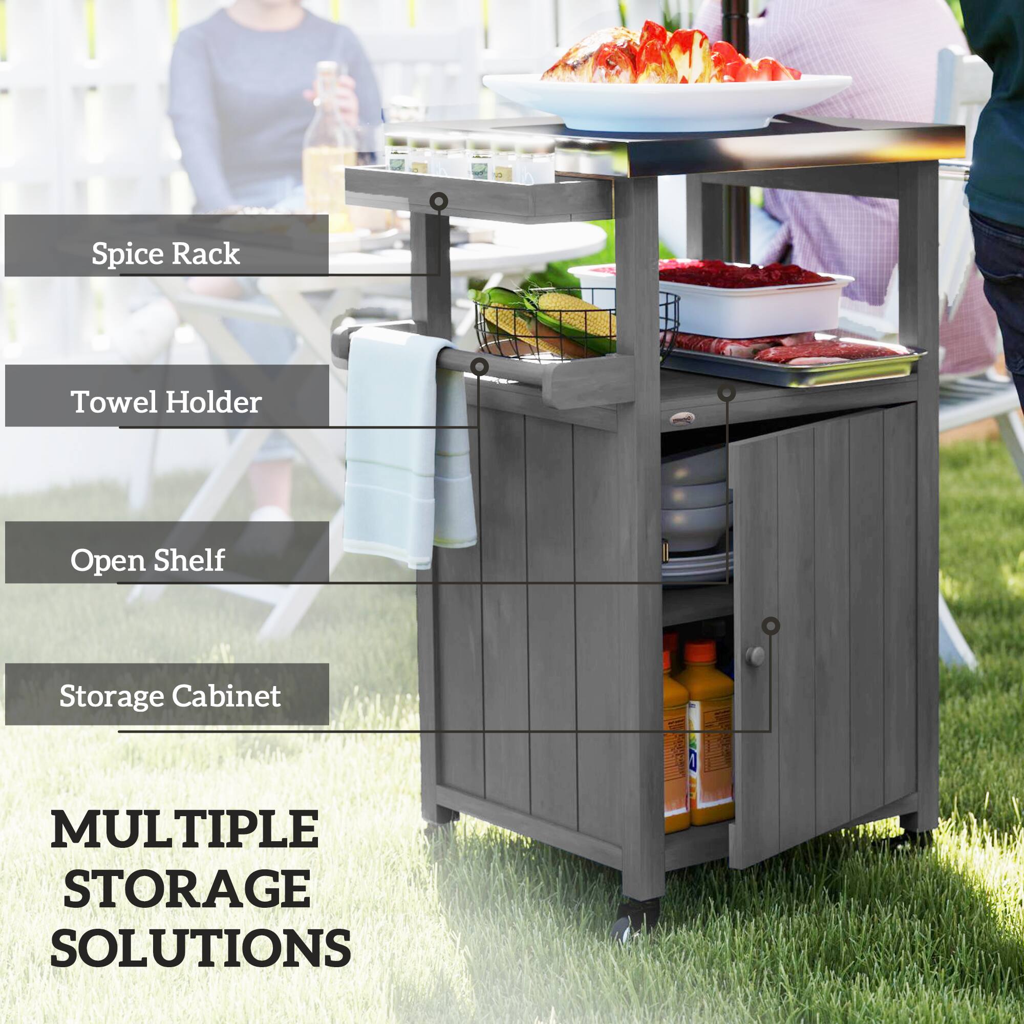 Spice Rack, Towel Holder, Open Shelf, Storage Cabinet, Multiple Storage Solutions