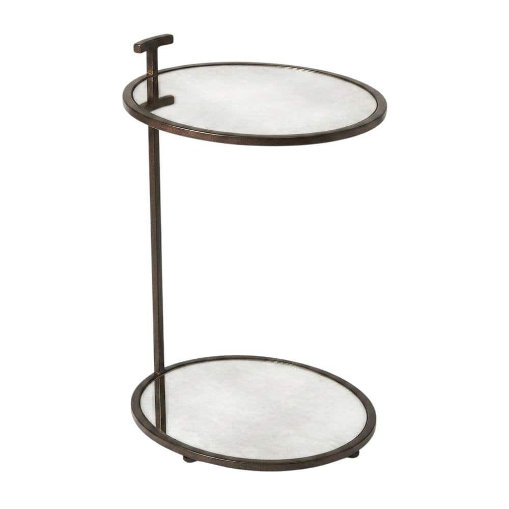 Starlight Canyon Home - Oval Mirror Top Metal Side Table, Modern Accent End Table for Living Room - Bronze