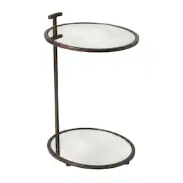 Starlight Canyon Home - Oval Mirror Top Metal Side Table, Modern Accent End Table for Living Room - Bronze