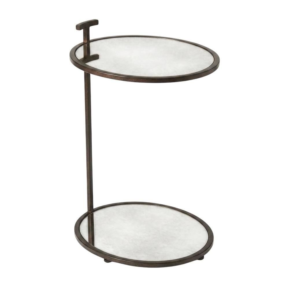 Front. Starlight Canyon Home - Oval Mirror Top Metal Side Table, Modern Accent End Table for Living Room - Bronze.