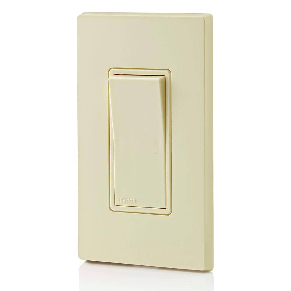 Back. Leviton - 5601-2I 15 Amp 120/277 Volt Decora Rocker Single-Pole Quiet AC Switch - Ivory.