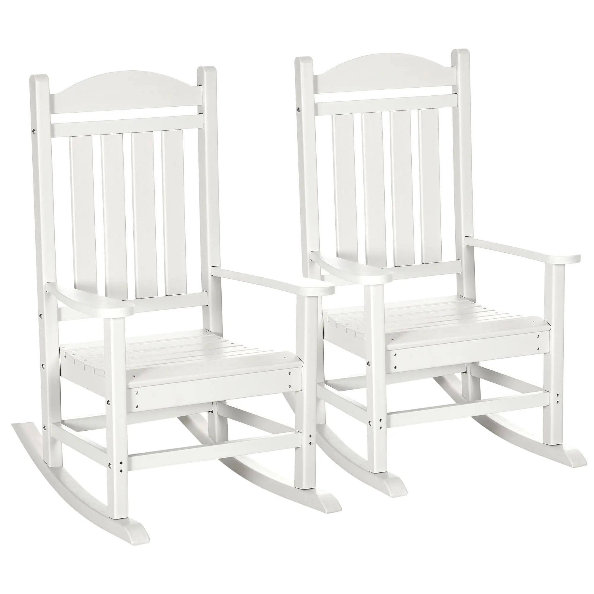 Angle. Resenkos - Resenkos 2PCs Rocking Chairs with Armrests, Durable Fade-Resistant Waterproof HDPE, outdoor Outdoor Seating, White - White.