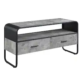 Manhattan Lane - Ish 39 Inch Entertainment Center TV Stand, 2 Drawers, Wood - Gray/Black