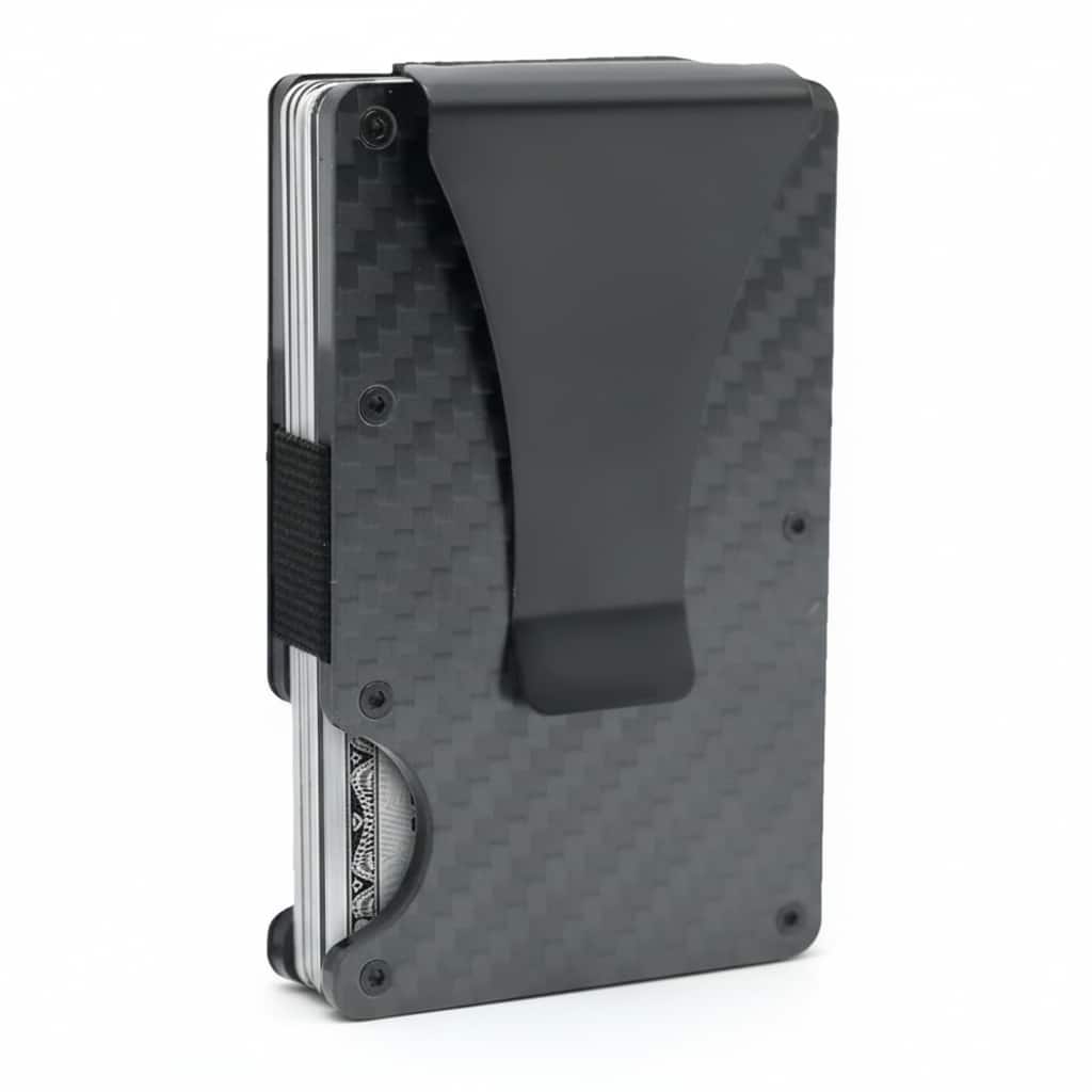 ZUQIETA - Minimalist Slim Wallet for Men & Women - Scratch Resistant with RFID Blocking & Money Clip - Matte Carbon Fiber