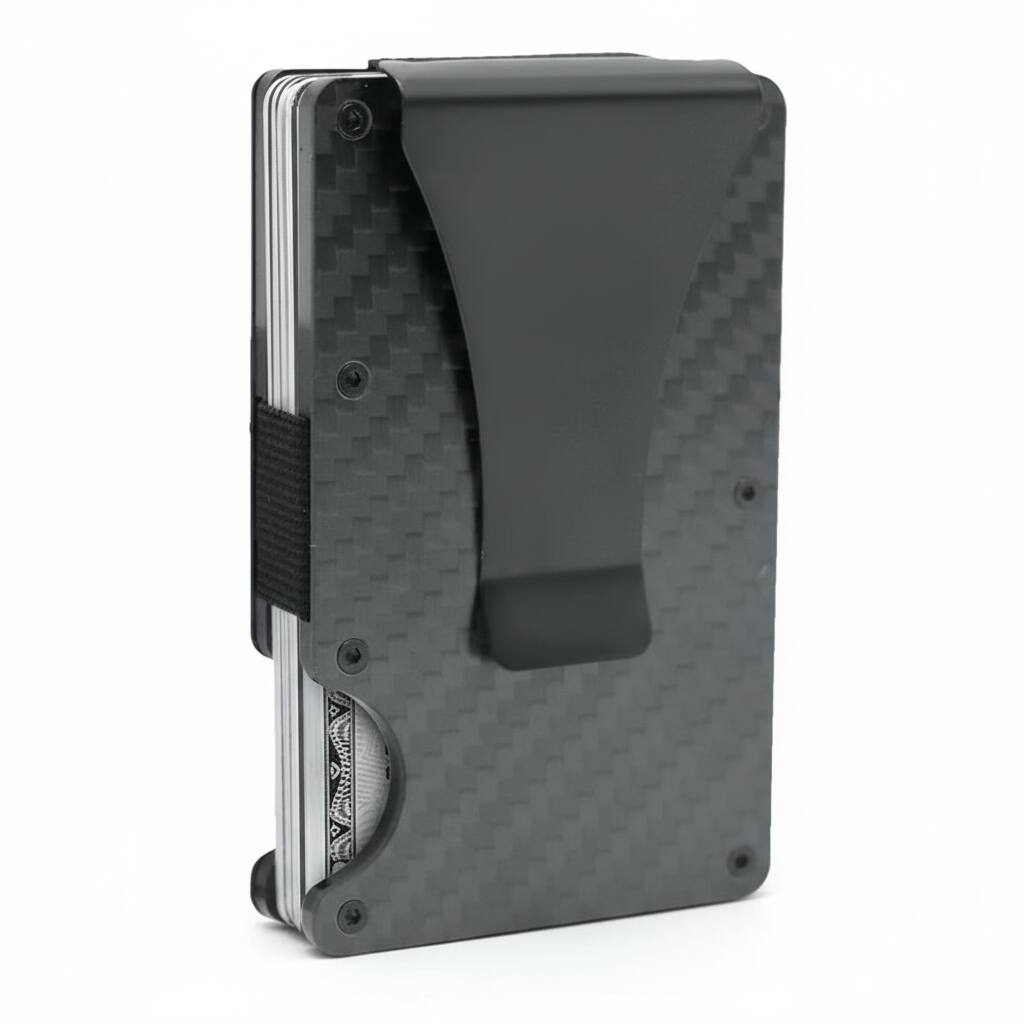 Front. ZUQIETA - ZUQIETA Minimalist Slim Wallet for Men & Women - Scratch Resistant Matte Carbon Fiber with RFID Blocking & Money Clip - Matte Carbon Fiber.