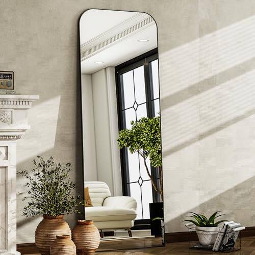 Hirose Alice - Length Mirror Body Top Rounded Corner Aluminum Frame Hanging Or Leaning Wall Floor With Stand For Living ...