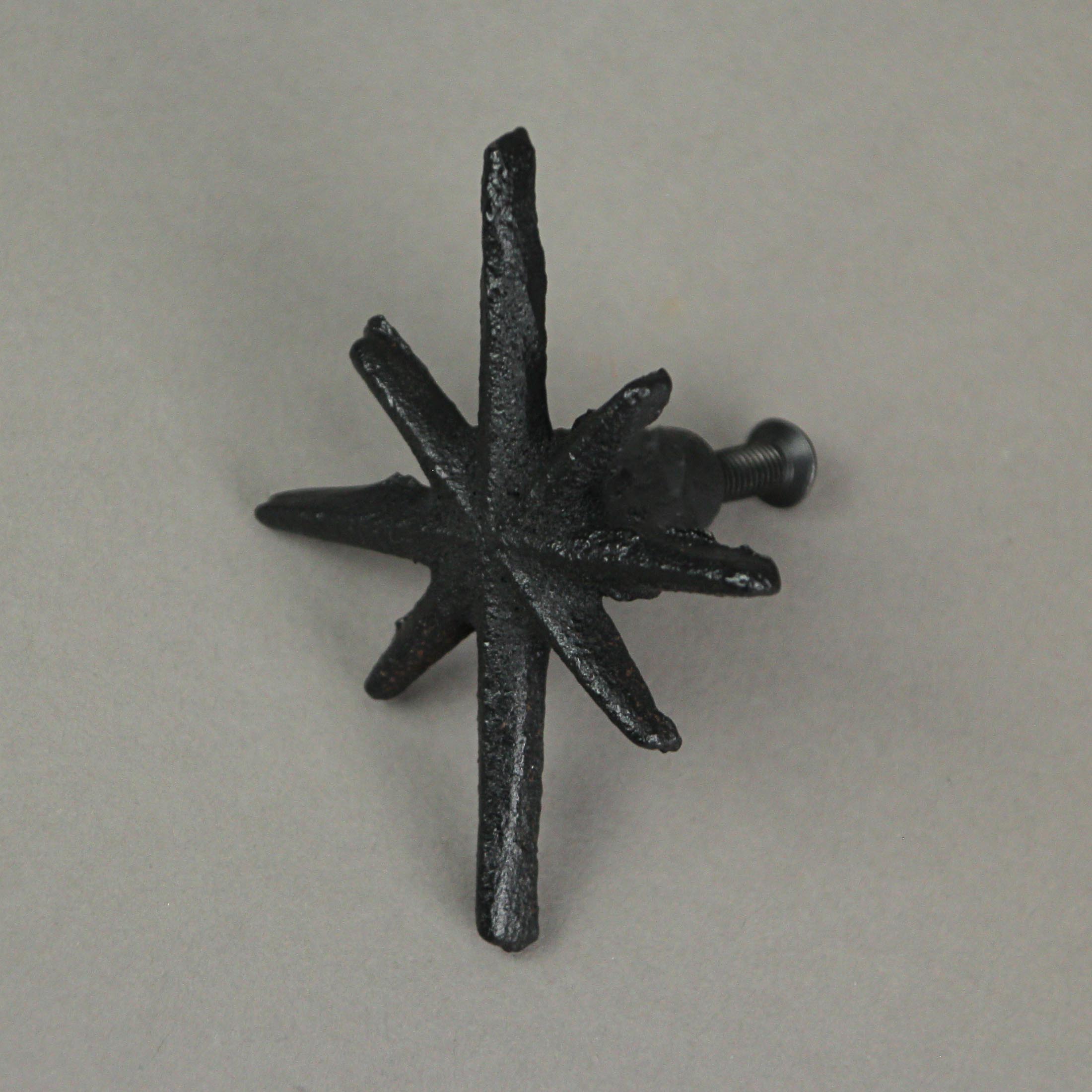 Alt View 4. Zeckos - Set of 6 Antique Black Finish Mid Century Modern Starburst Drawer Pulls Knobs - Black.