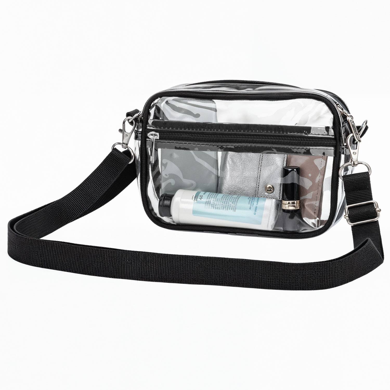 Front. Garnen - Clear Crossbody Bags for Women, Shoulder Bag Sling Bag Fanny Packs, Adjustable Stadium See Through Bag With Zipper - Clear.